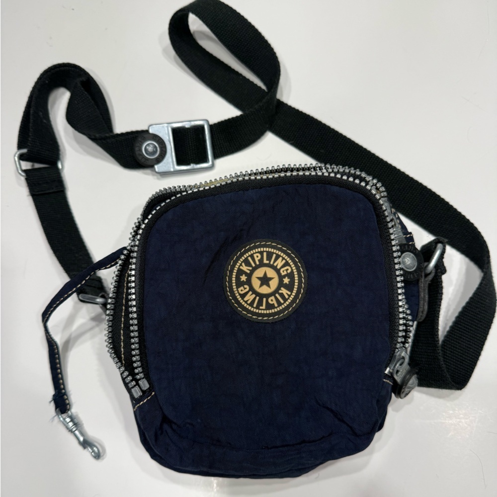 Kipling Dark Blue Belt Bag with Black Strap